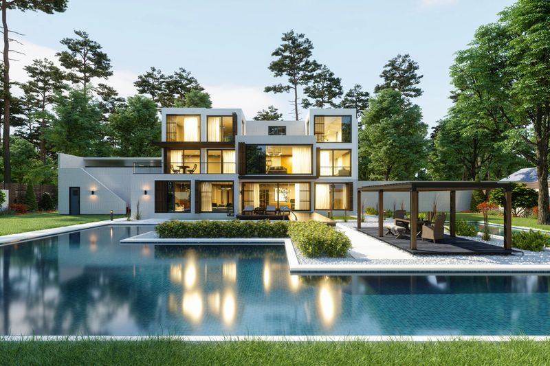 Modern Luxury Villa with Swimming Pool Surrounded