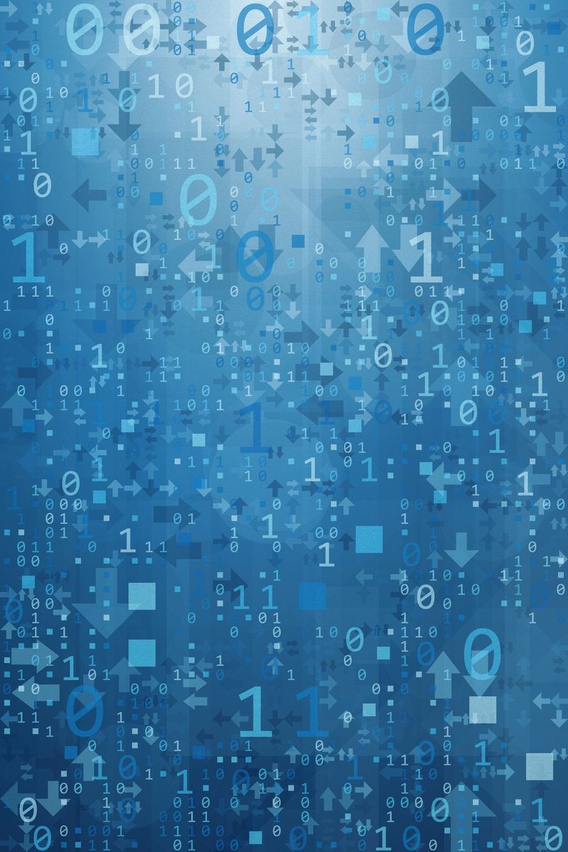 This vibrant blue abstract background features a dynamic flow of binary code and directional arrows, symbolizing high-speed data transfer and digital connectivity. It is a perfect choice for technology, cyber security, and modern computing themes in business presentations today.