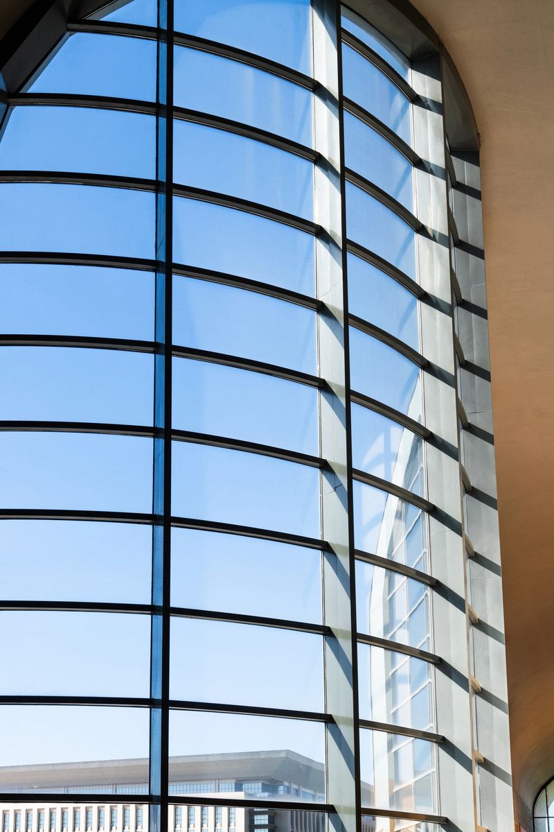 Bright modern office building with large windows