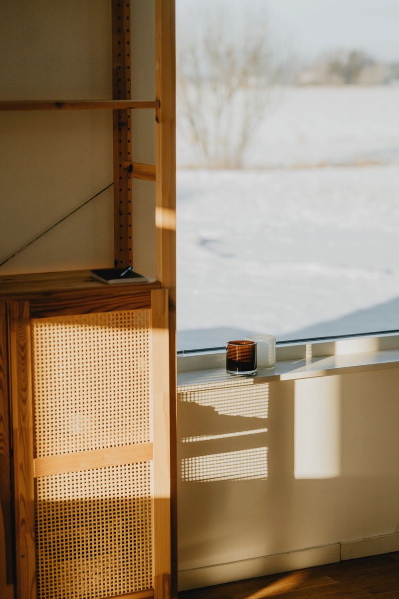 Sunlight indoors in Scandinavian home window in winter