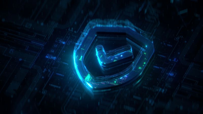 Cyber Security Concept. Futuristic Shield icon background representing hacker attack protection and internet security