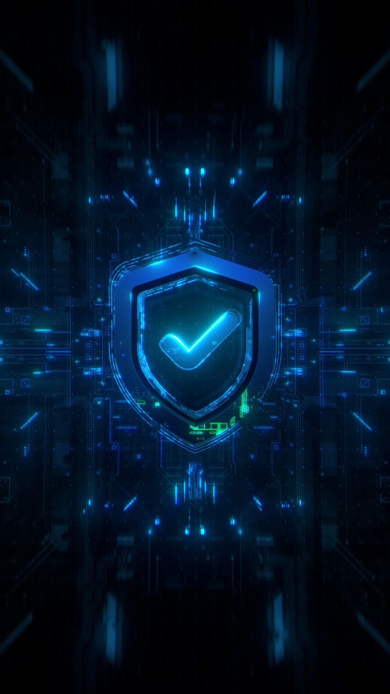 Cyber Security Concept. Futuristic Shield icon background representing hacker attack protection and internet security