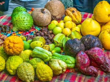 Whole and cut Cherimoya.