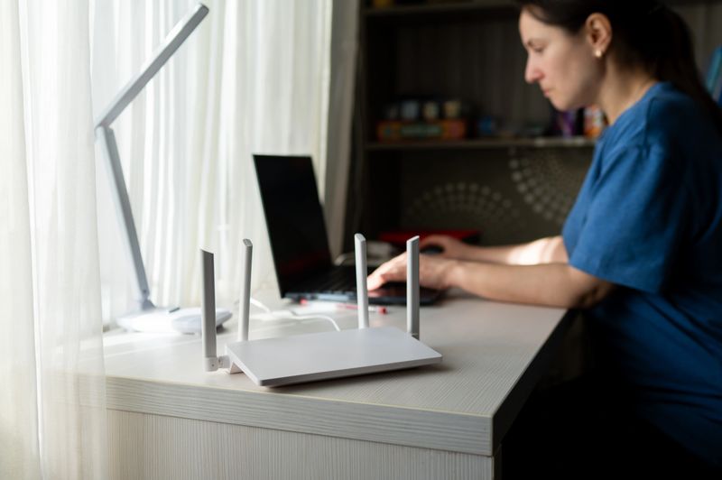 Close-up of a modern wireless router