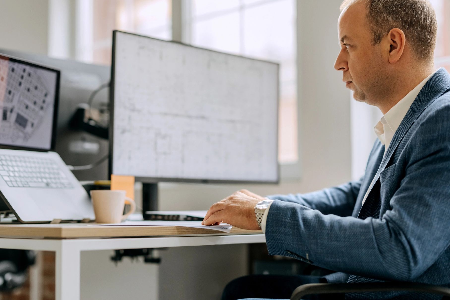 Business owner and a computer