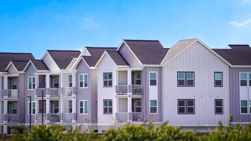 Newly built apartment complex on a sunny day in California