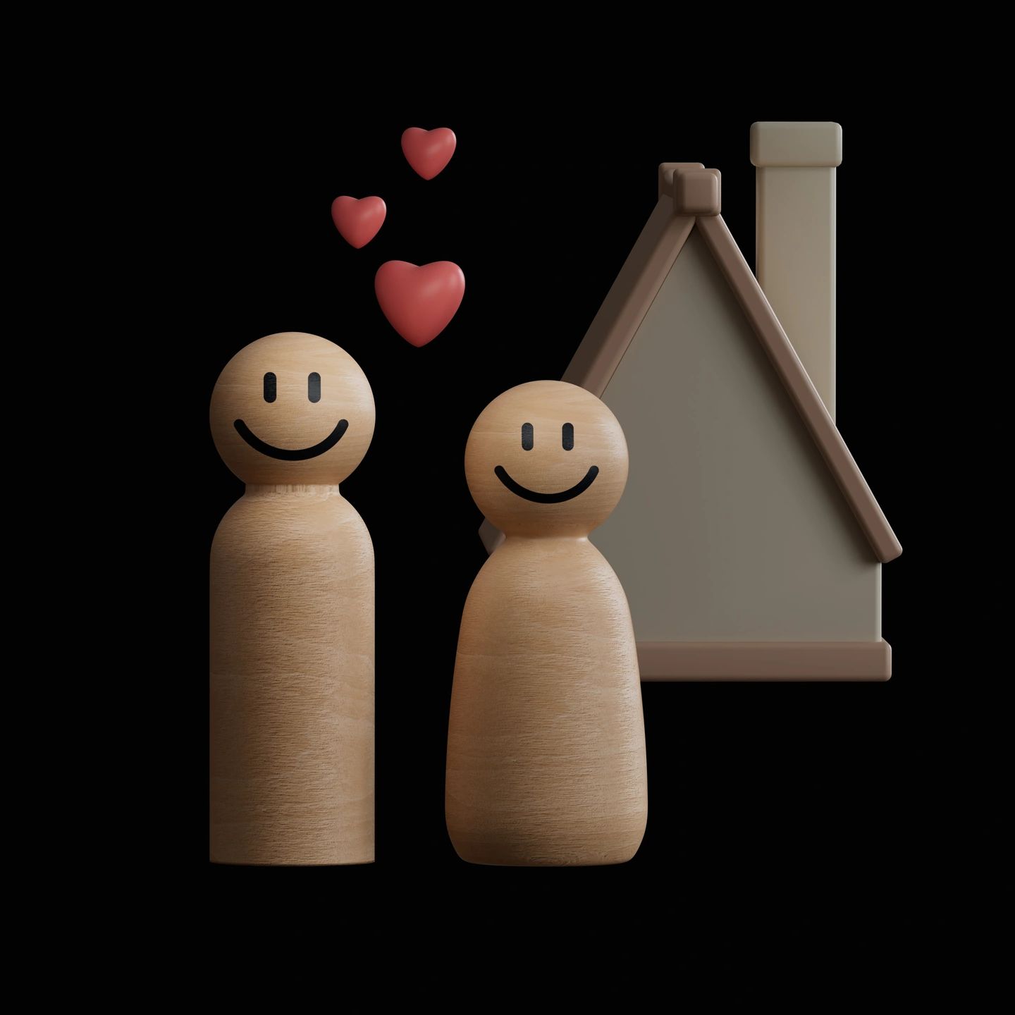 Wooden figurines of a couple standing with a love heart representing counselling for couples in Echu