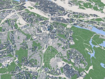High view of geo landscape matching development with undeveloped land