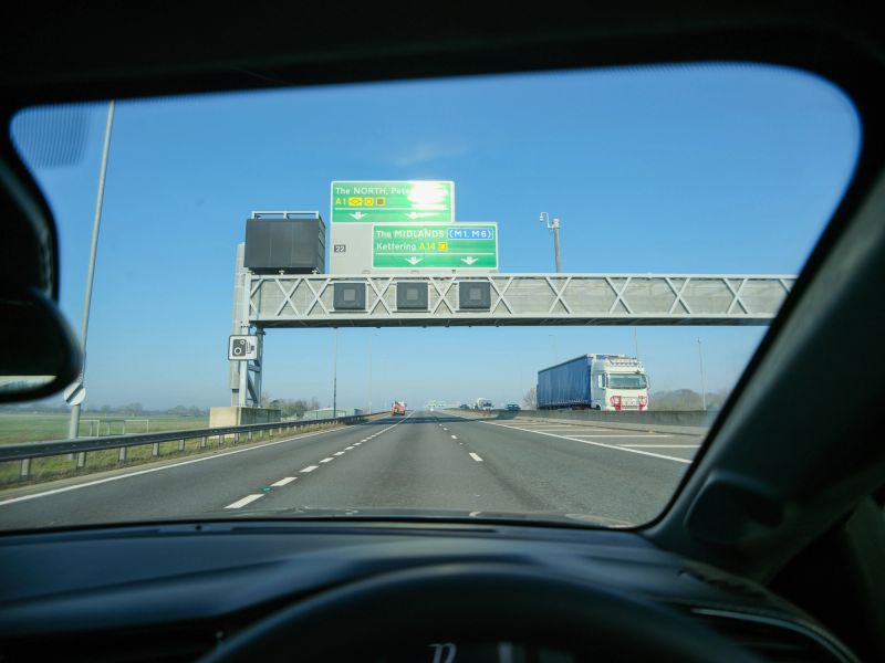 5 MAR 2026 - Cambridgeshire, UK - Driver Point of View, whilst driving on motorway and min roads in the United Kingdom, shoing interior and exterior view.