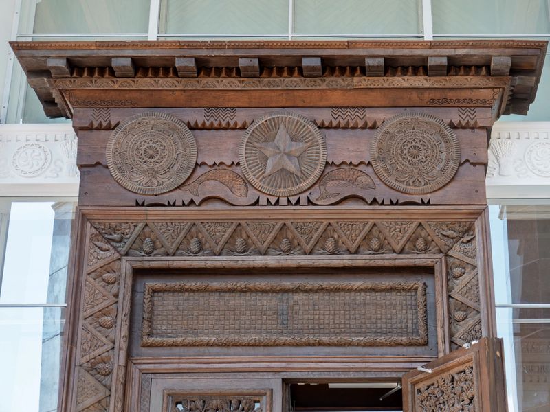 Exquisite custom wooden door showcasing rich grain and fine craftsmanship