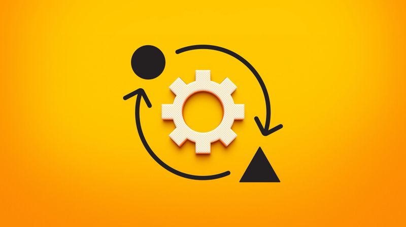 This dynamic visual captures the essential Cycle - Concept of a modern Business Process, featuring a textured white Gear - Mechanism surrounded by rotating black arrows. The crisp Flat Design aesthetic is highlighted against a vibrant Orange Background, utilizing a subtle Drop Shadow for enhanced visual depth. The prominent Arrow Symbol and minimal geometric elements create a powerful visual metaphor for smooth System Configuration and continuous Development in modern work environments. Perfect for tech presentations, UI/UX interfaces, corporate diagrams, and educational materials explaining Software Update protocols or Agile Methodology workflows. Ideal for forward-thinking organizations seeking a clean Digitally Generated Image to communicate their commitment to Efficiency and ongoing Digital Transformation.
