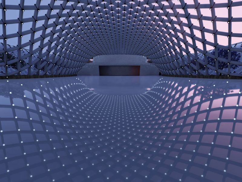 Modern building with sunlight comes in, 3d rendering