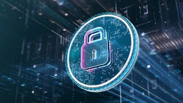 Digital padlock symbol representing cybersecurity.