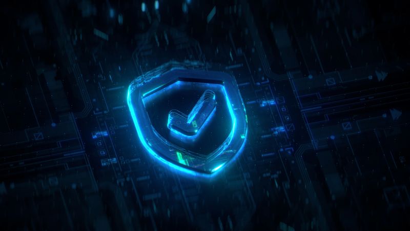 Cyber Security Concept. Futuristic Shield icon background representing hacker attack protection and internet security