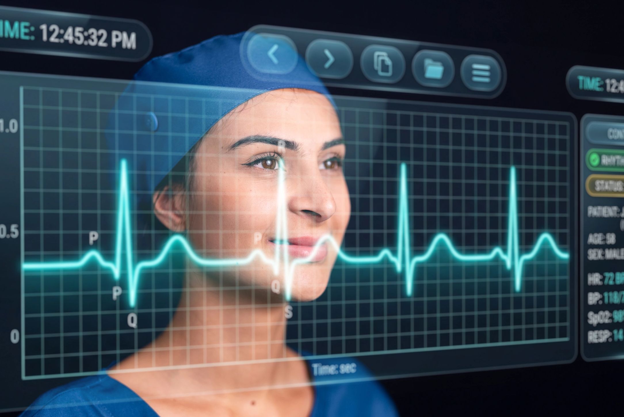 Woman engaging in biometric health monitoring during exercise.