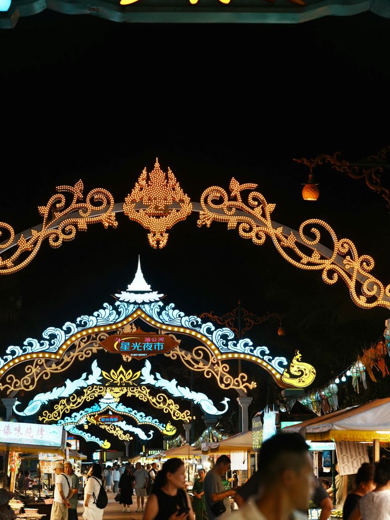 Decorative lights illuminating night market