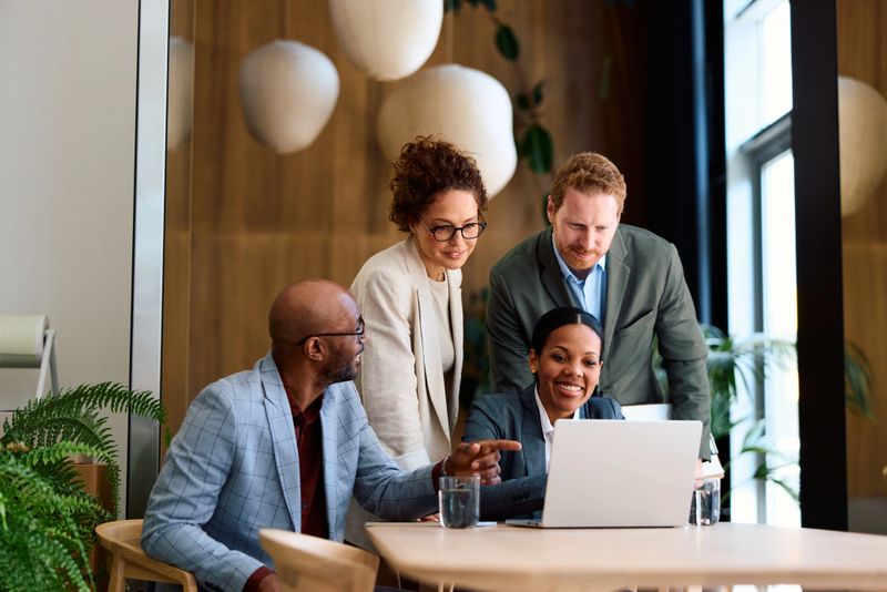 Legal team managing cases with technology