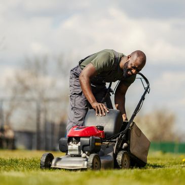 Landscaper working in a garden.