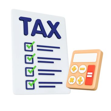3D illustration of a tax checklist and calculator.