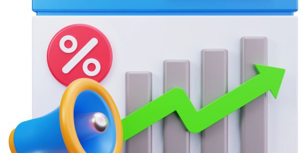 Rising interest rates and financial growth depicted.