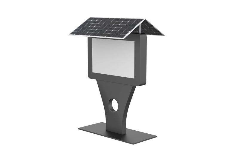 Solar Power Outdoor Digital Signage Advertising LCD Screen Kiosk. 3d illustration