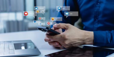 Person interacting with social media notifications on smartphone.