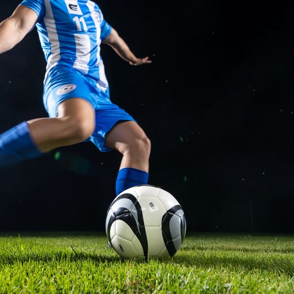 soccer ball beng kicked