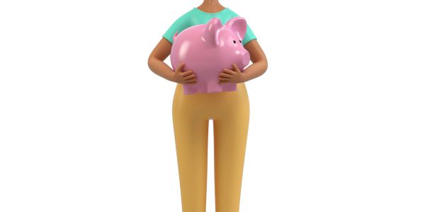 Person holding a large pink piggy bank.