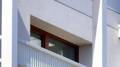Exterior balconies of an apartment building
