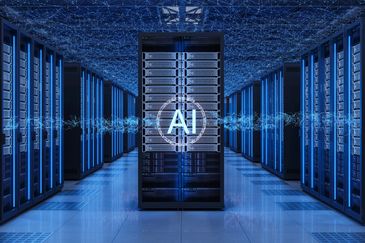 AI-themed data center server racks.