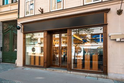 A small business storefront on a city street