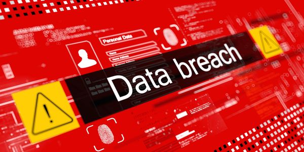 Warning about a data breach in a digital interface.