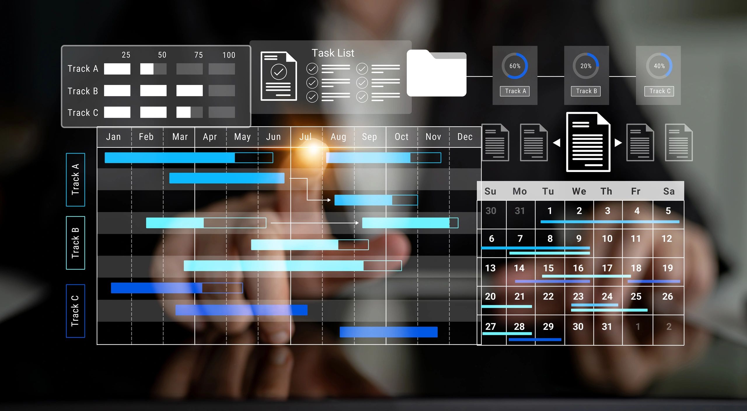 Screen showing project timeline