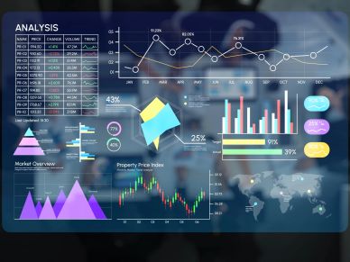 Financial data visualization with charts and graphs.