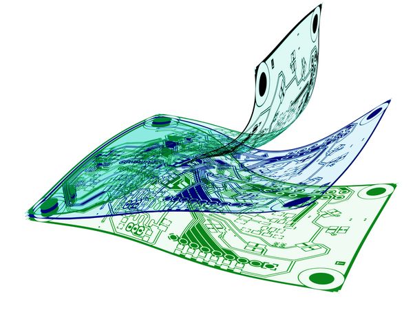 3D layered PCB render illustrating precision stack-up and printed wiring board design.