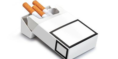Open cigarette pack with cigarettes inside.