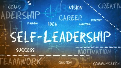 Chalkboard with self-leadership and related terms.