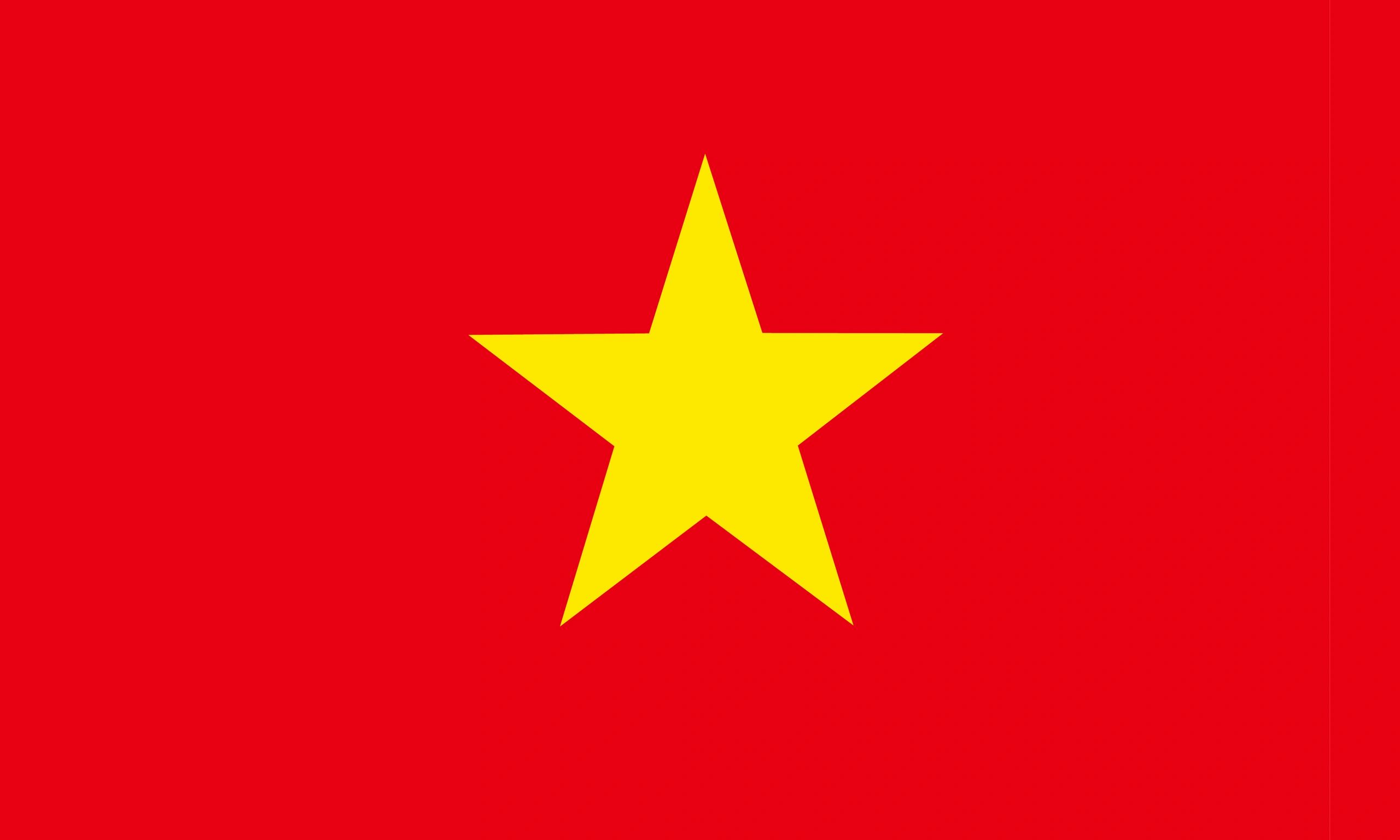 Vietnam flag with a large yellow star on a red background.