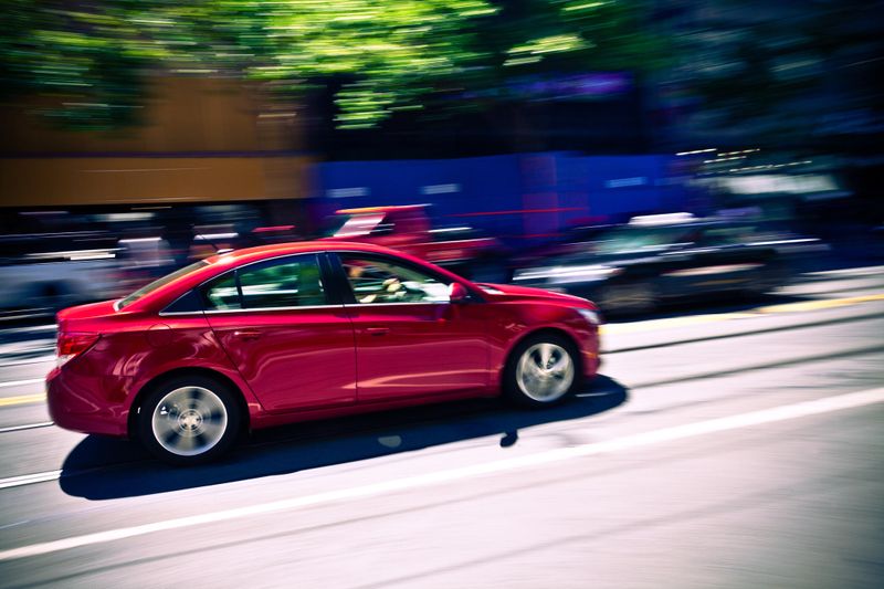 Fast car in New York, blurred motion