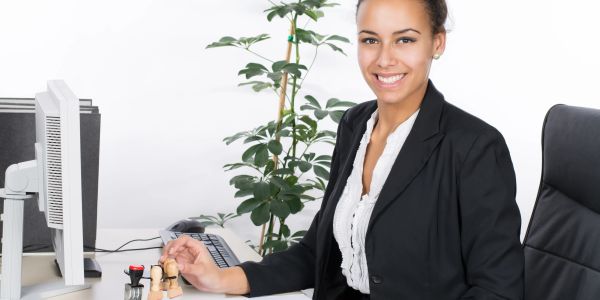 Administrative assistant doing notary work