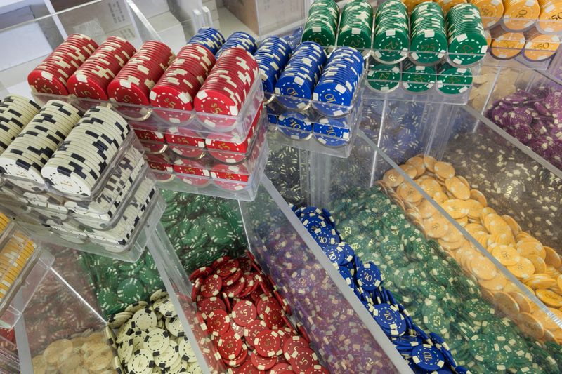 Stacks of gambling chips.