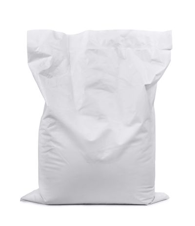 “Stacked white LDPE heavy duty bags rated for 25 kg, UV-treated for outdoor industrial use.