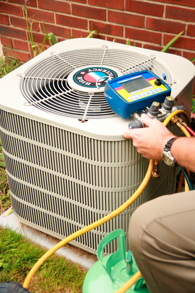 Air conditioner being serviced.