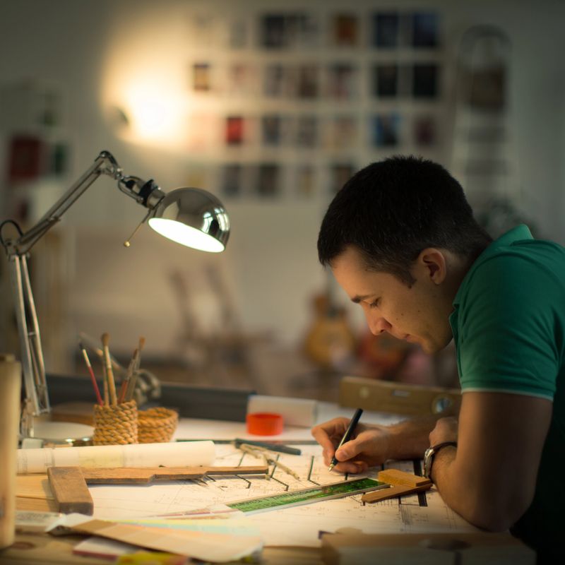 A young architect working - Late Night worker