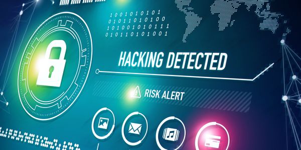 Stock image of security operations center capabilities detecting a risk alert.