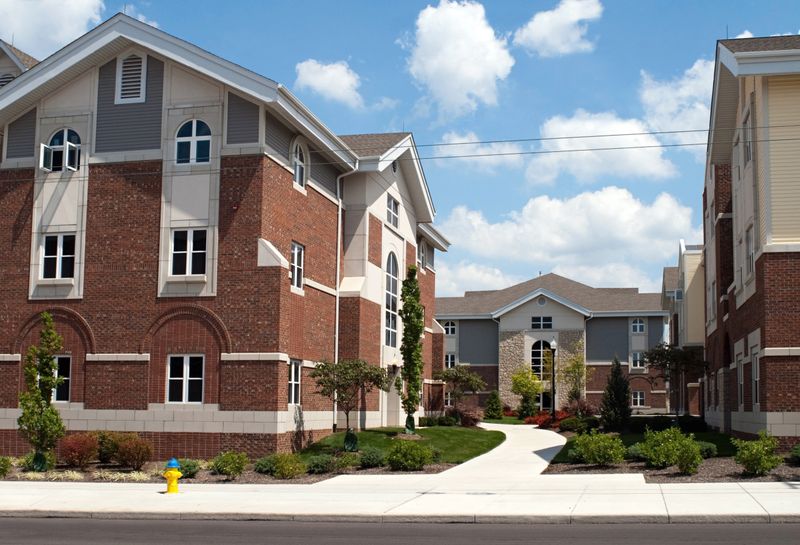 Newly built University of Dayton college campus housing, called Caldwell Street Apartments, Dayton, Ohio.