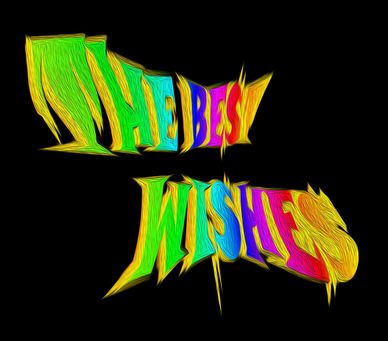Colorful 'The Best Wishes' text on black background.