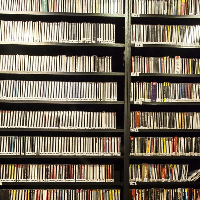 Shelves filled with rows of organized CD cases.