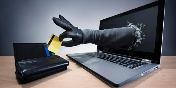 Scammer stealing credit card. Make America safe. National security. 