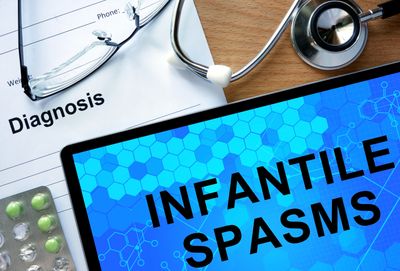 Medical items and diagnosis form highlighting infantile spasms.